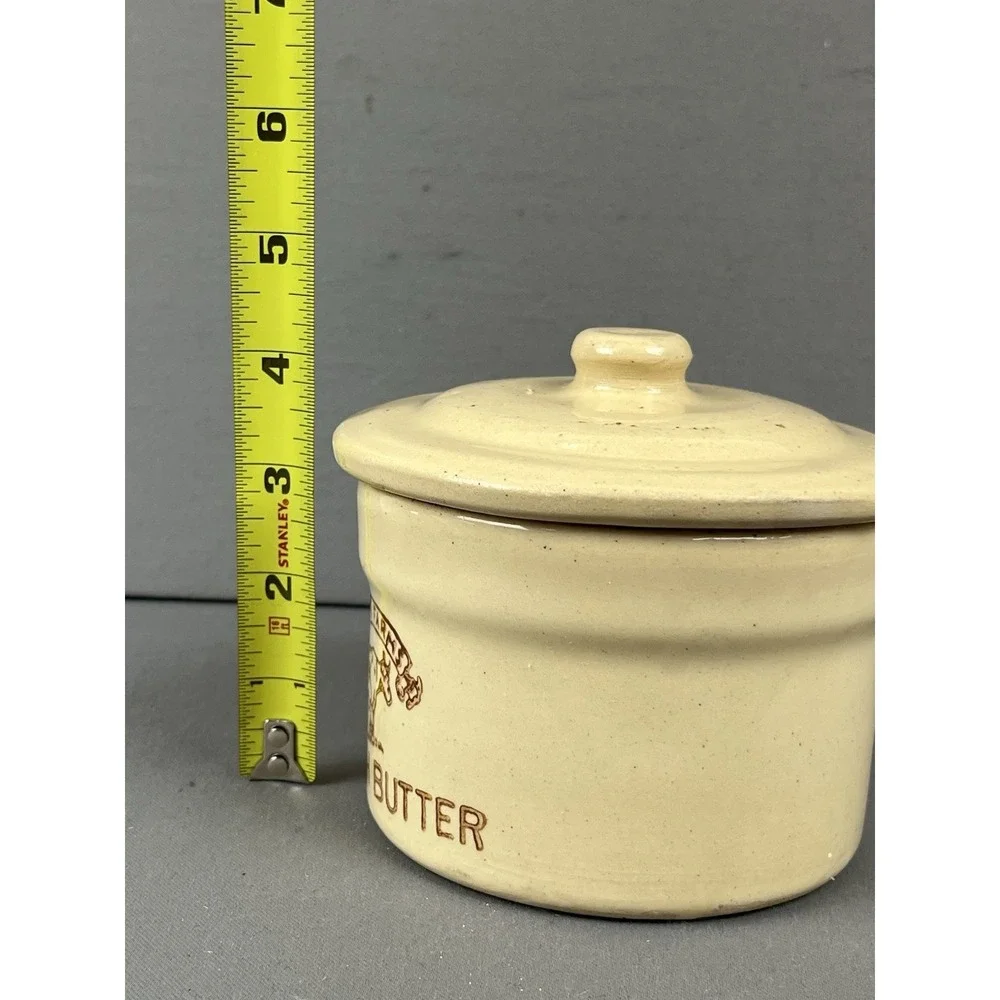 Grover Farms Fresh Butter‎  Vintage Pottery Crock Yellow Cow Advertising